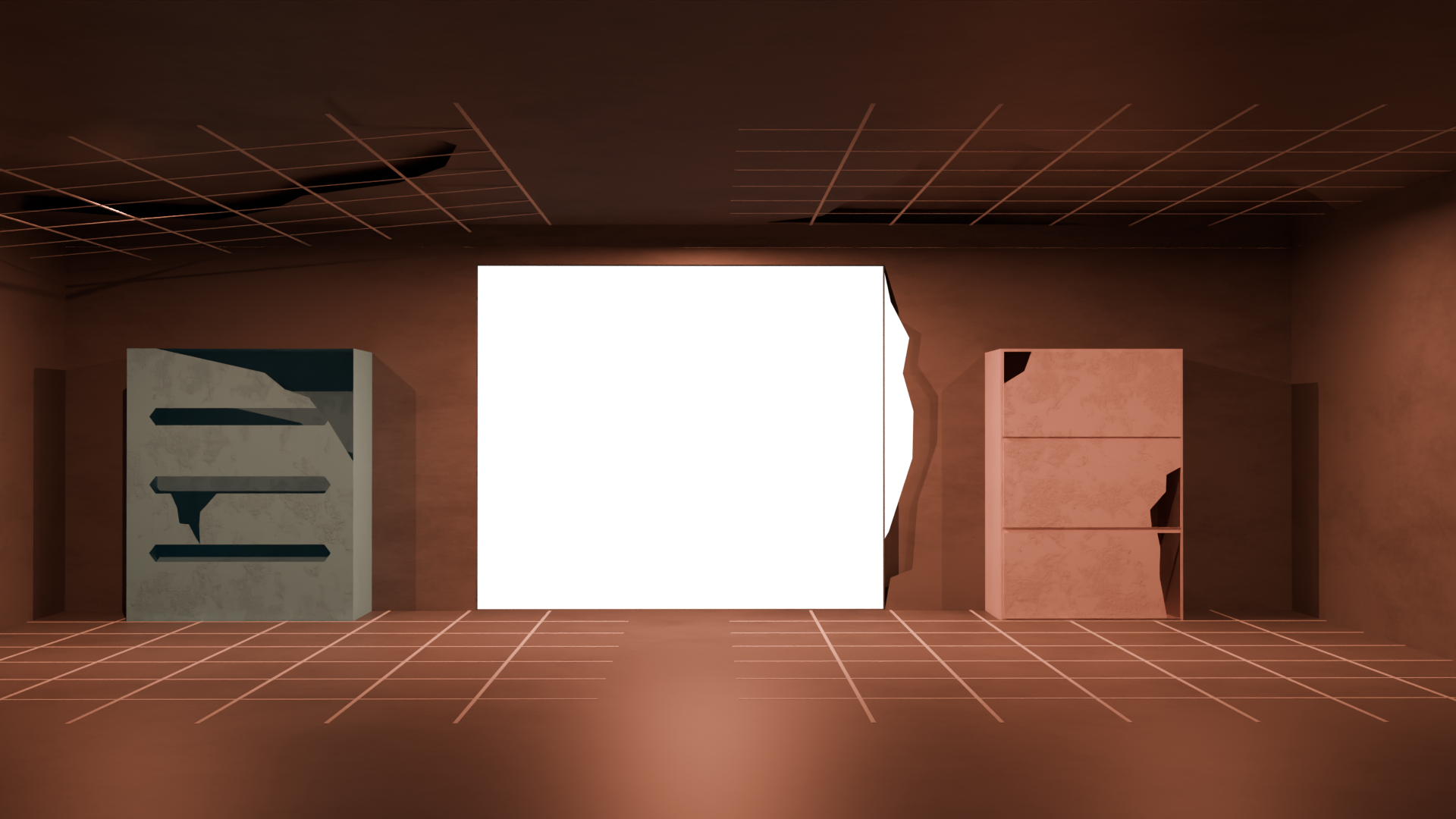 Unfinished elevator landing with exposed rails cabinet and loose components