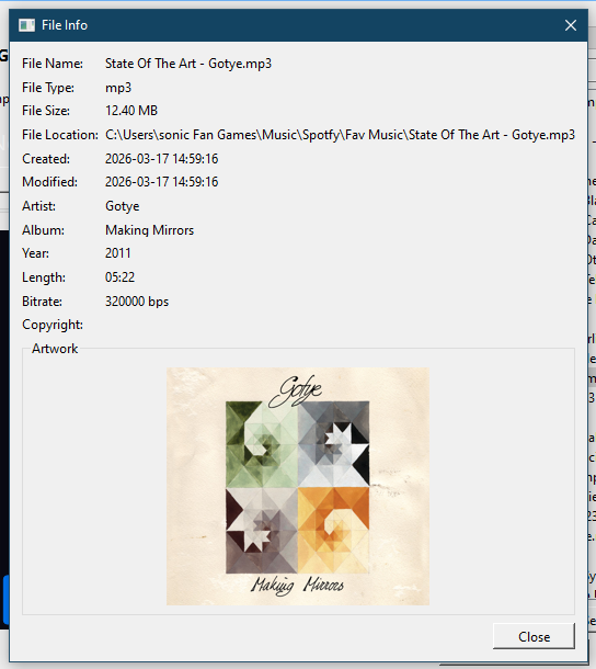 VidPlayer info window screenshot