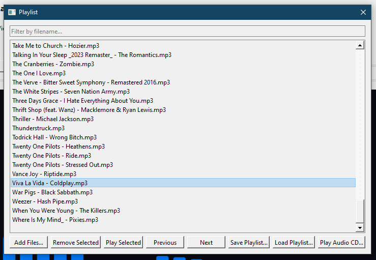 VidPlayer playlist window screenshot